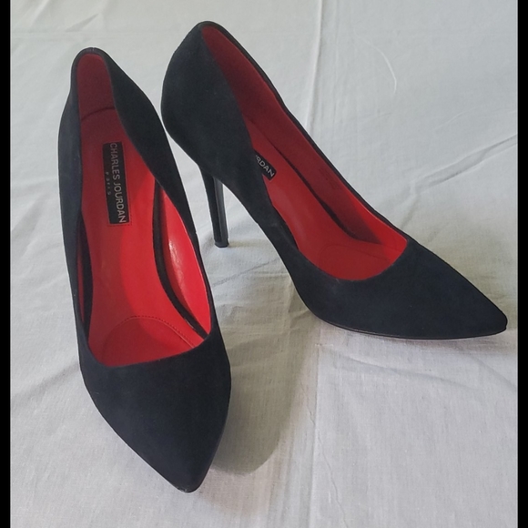 Charles Jourdan black suede pumps shoes - Picture 2 of 11